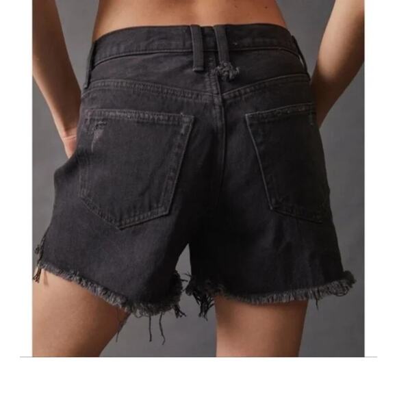 We The Free People Makai Cutoff Jean Shorts Washed Black Size 31 Button Fly - Picture 2 of 7